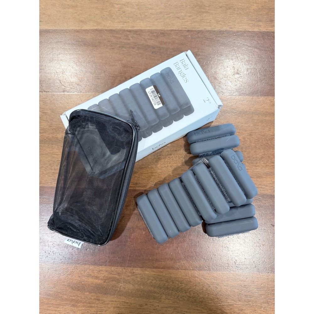 Bala Bangles 2lb Wrist and Ankle Weights Charcoal Gray Set of 2 with Case